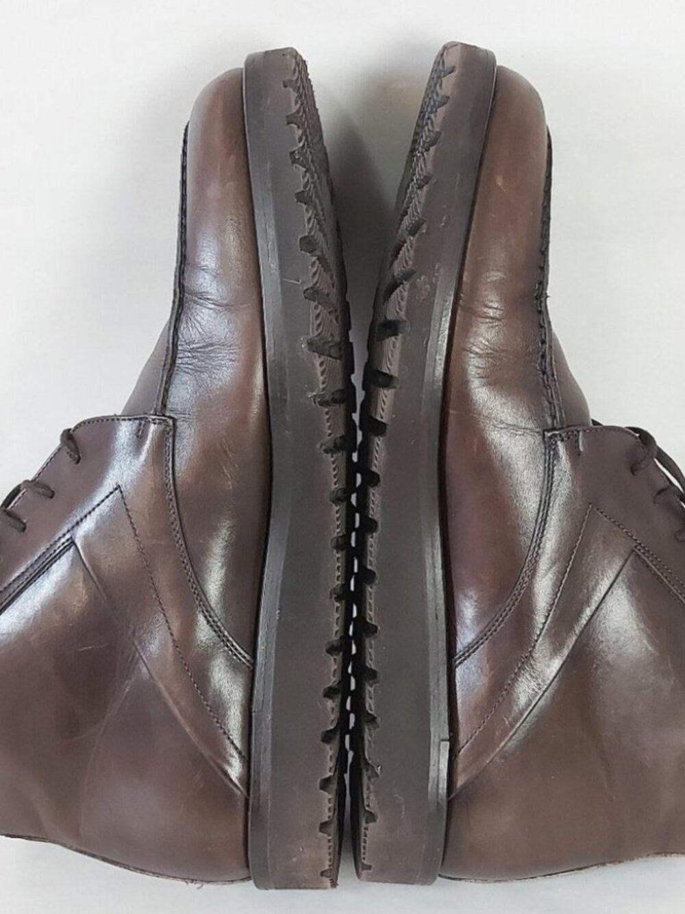Davids Men Laceup High Ankle Chukka Boots Size 43 EU Brown Leather Comfort Shoes - Picture 6 of 14